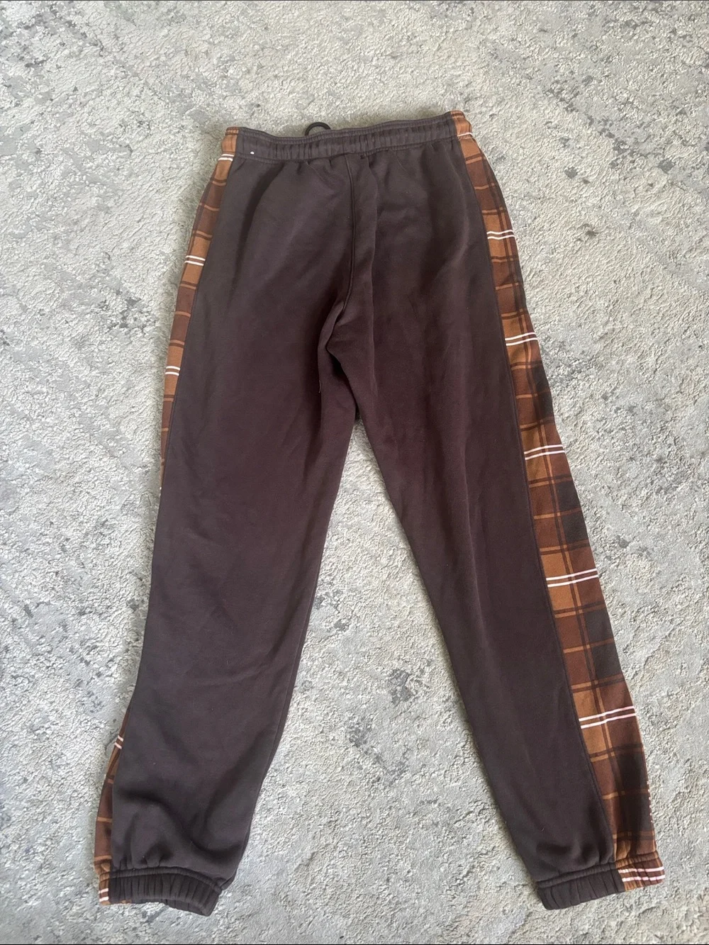 Jordan Brown Joggers with Plaid Side Panels